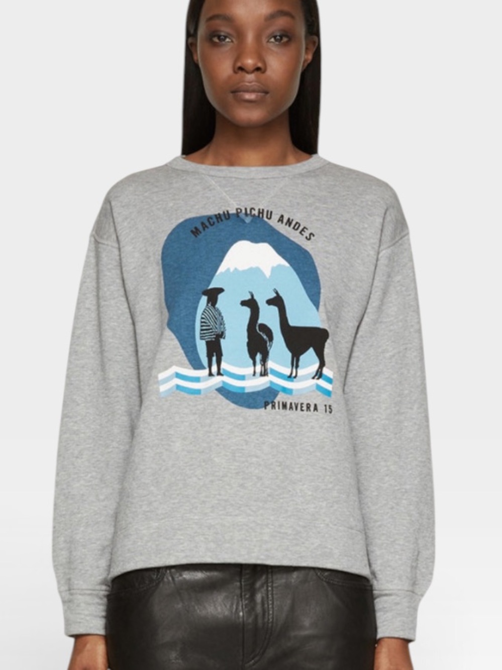 Isabel Marant Etoile Grey Blue Machu Pichu Print Franklin Sweatshirt small